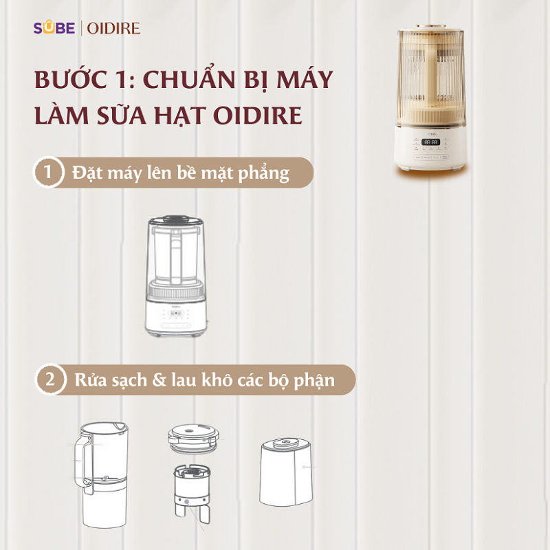 Bước 1: Chuẩn bị máy làm sữa hạt 