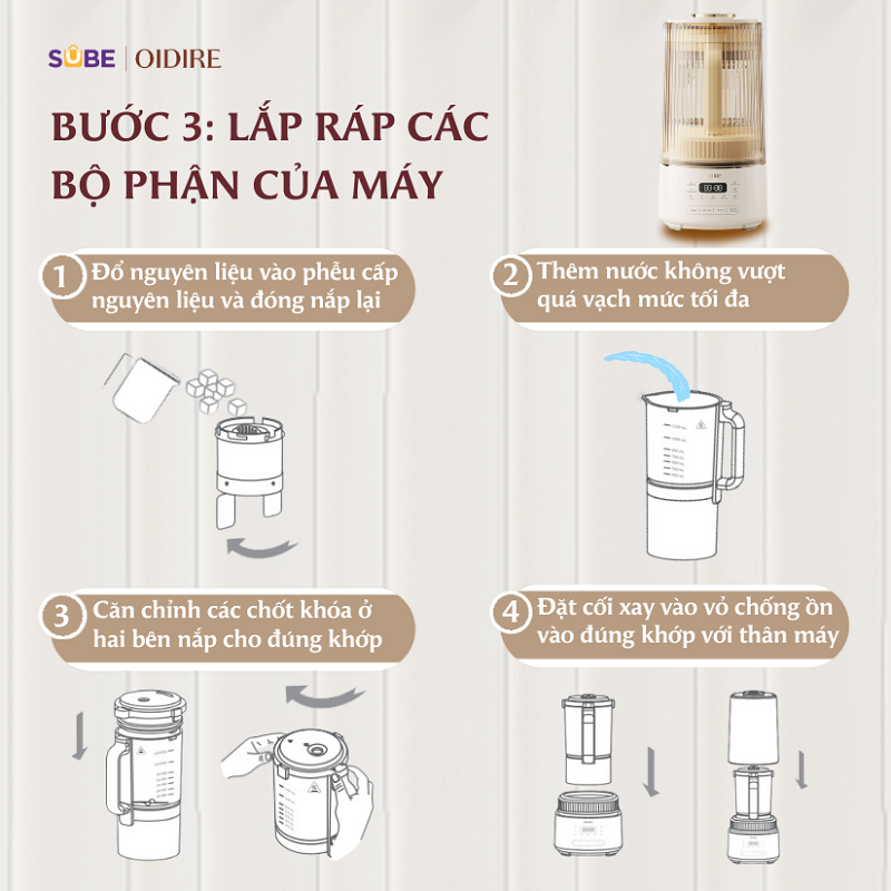 Bước 3: Lắp ráp các bộ phận của máy