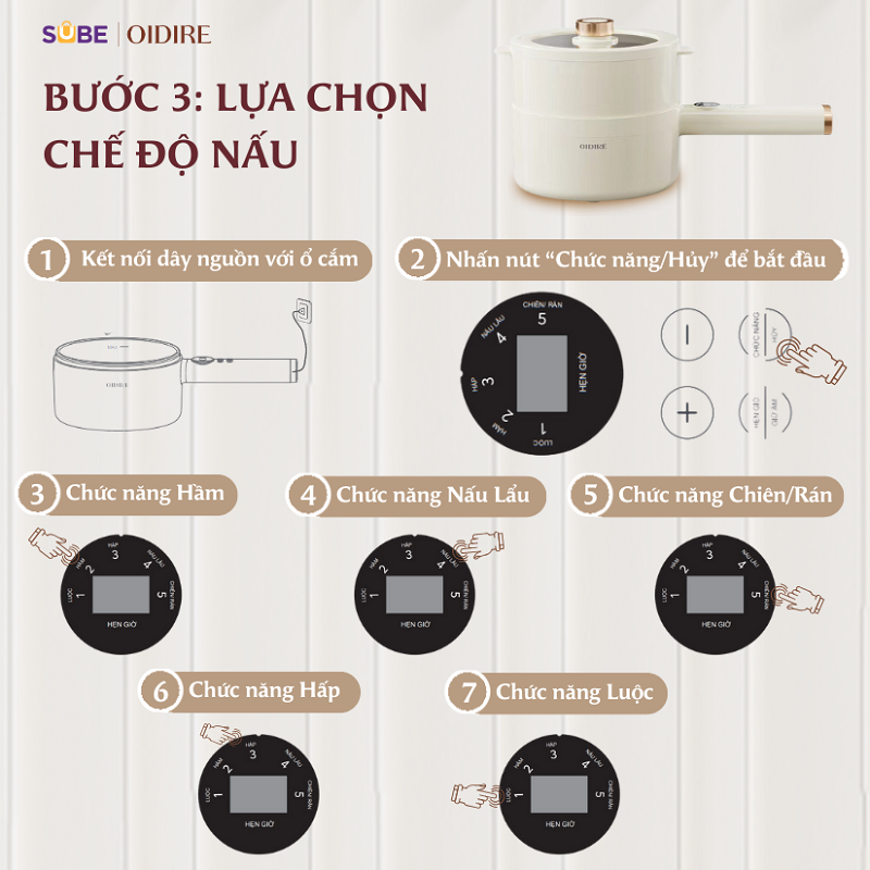 Bước 3: Lựa chọn chế độ nấu