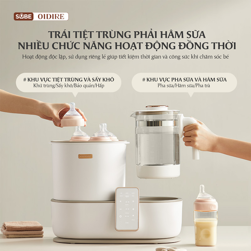 Chức năng máy hâm sữa hoạt động đồng thời/độc lập