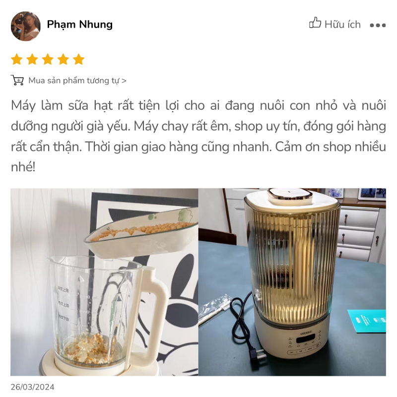 Review máy làm sữa hạt OIDIRE ODI04A - Chia sẻ của chị Phạm Nhung