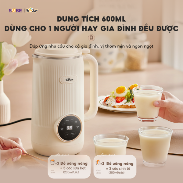 Máy làm sữa hạt SB-SH06C dung tích nhỏ gọn, tiện lợi