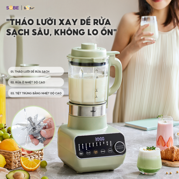 Máy làm sữa hạt SB-SH17V thiết kế tháo rời, dễ dàng vệ sinh