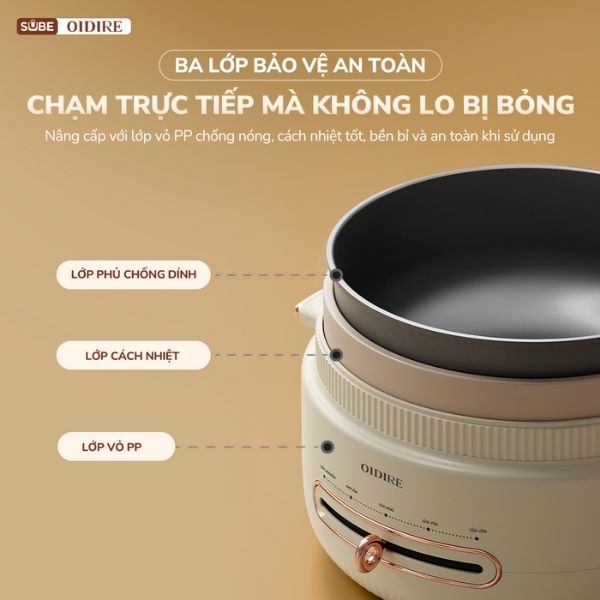 Lớp phủ chống dính giúp nấu các món chiên xào dễ dàng