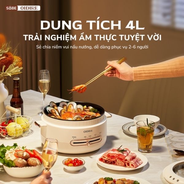 Dung tích nồi lẩu phù hợp cho gia đình 4-6 người