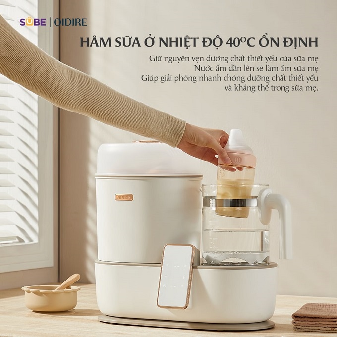 Máy hâm sữa ở nhiệt độ từ 37-40 độ C