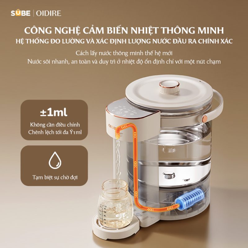 Bình thuỷ điện có chức năng tự động đun nước đến mức nhiệt đã cài đặt